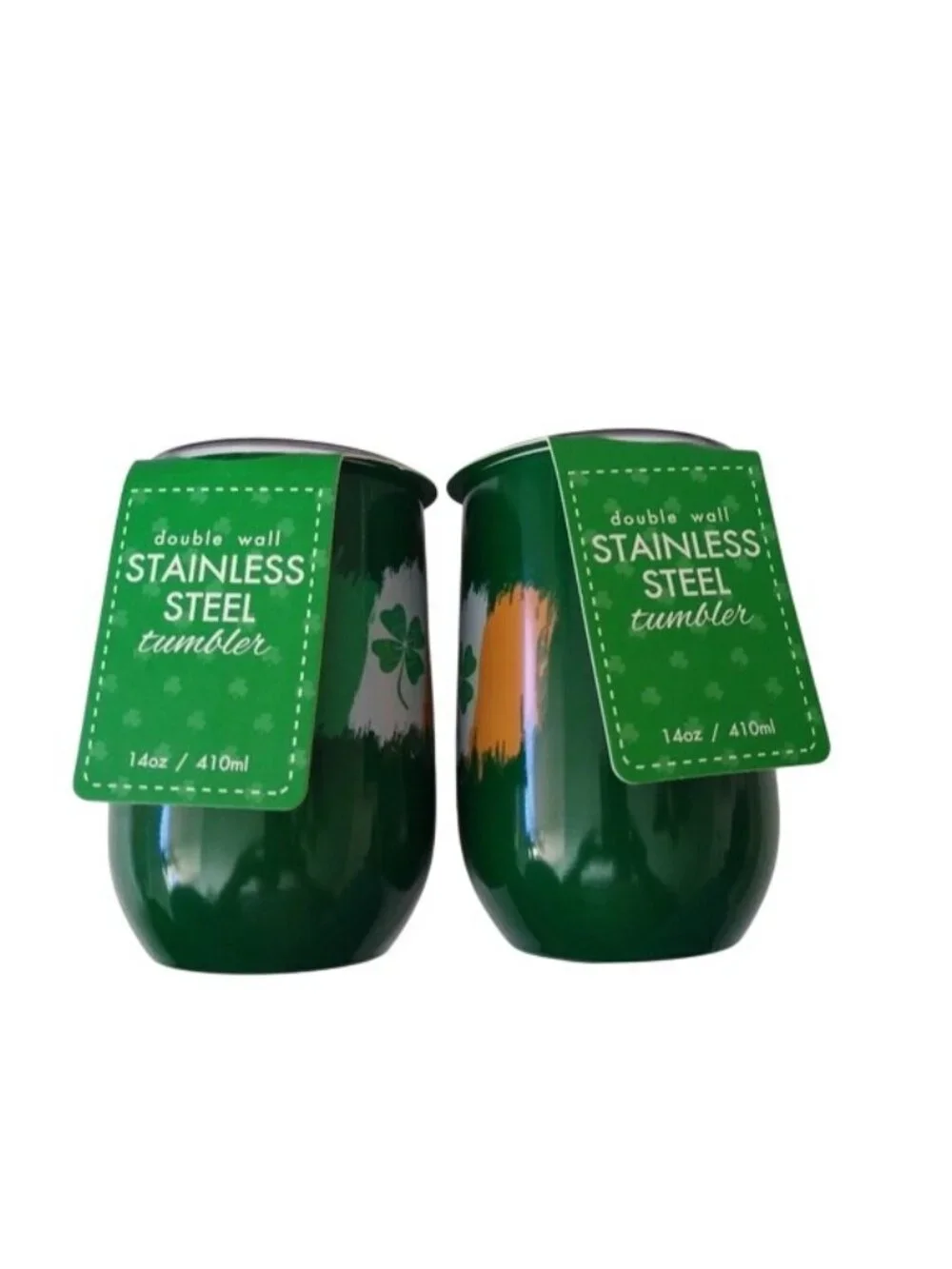 Stainless Steel Hot Cold Tumblers Coffee Tea Wine, Irish Ireland, set of 2